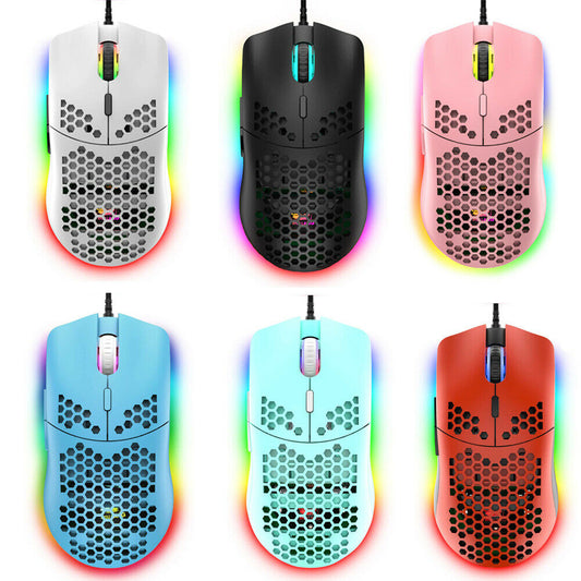 Gaming Mice Mouse 6400 DPI USB RGB Flowing Backlit Light Wired PC Laptop PS4 PS5 Random Color