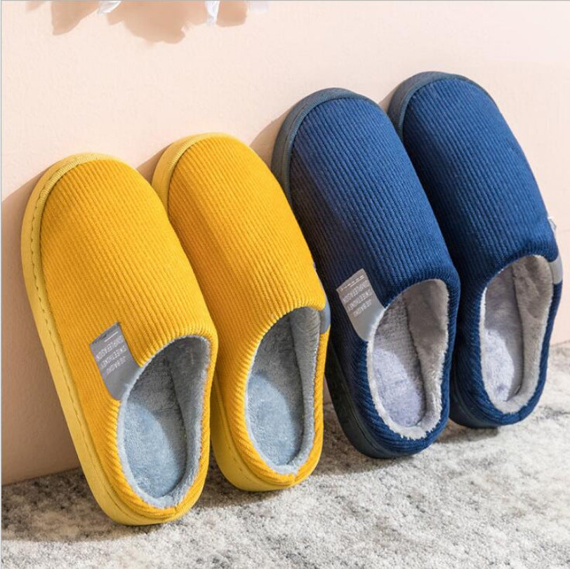 Indoor Corduroy Shoes Warm Plush Home Slipper Anti Slip Floor Bedroom Shoes Autumn Winter